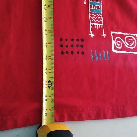 Cite Red short sleeve Fringe beading Dress Southwestern Country core - Picture 8 of 9